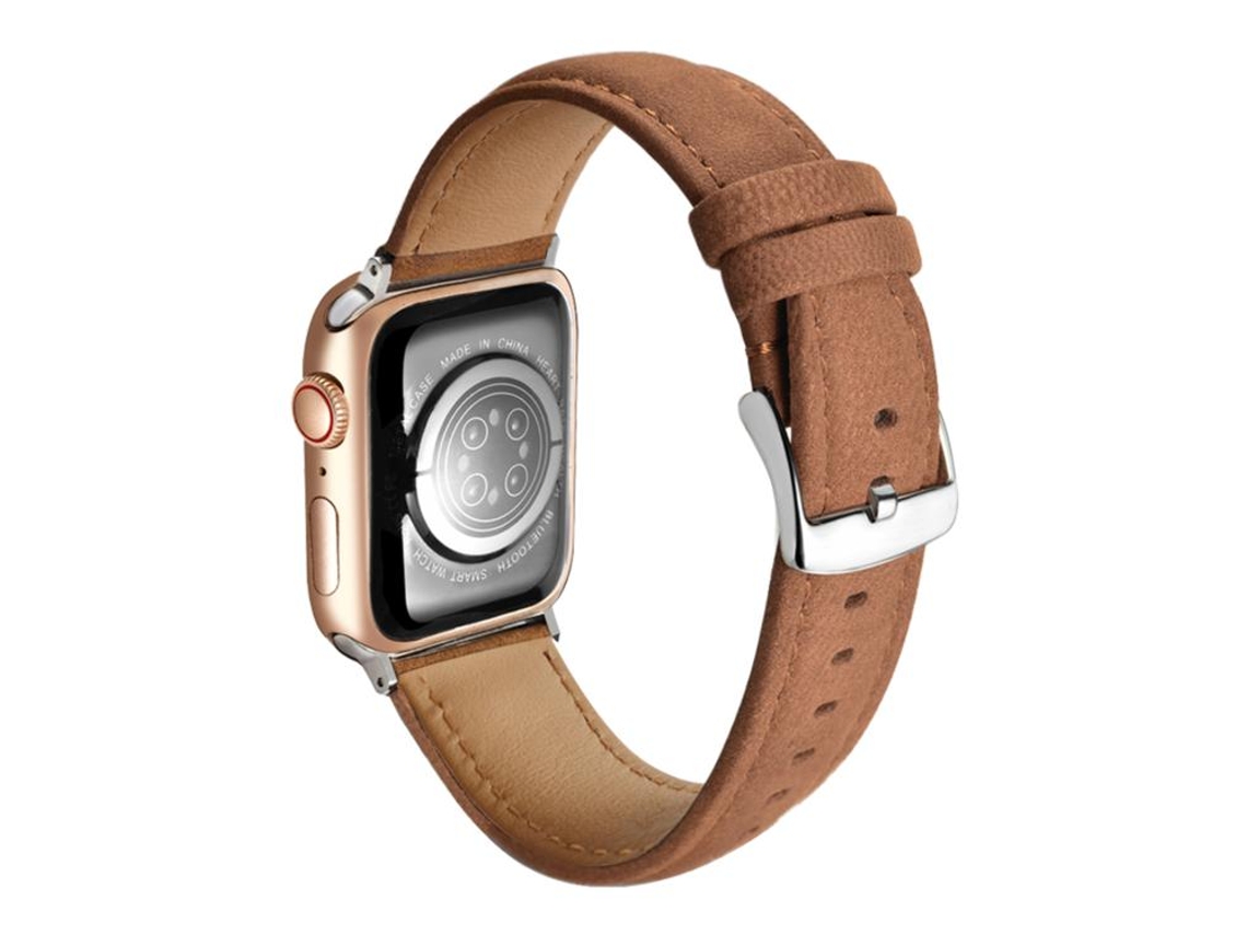 Bracelete para Apple Watch 46/49/45/44mm Couro Genuíno Camurça Dupla Face Marrom Escuro XIAOMOYU