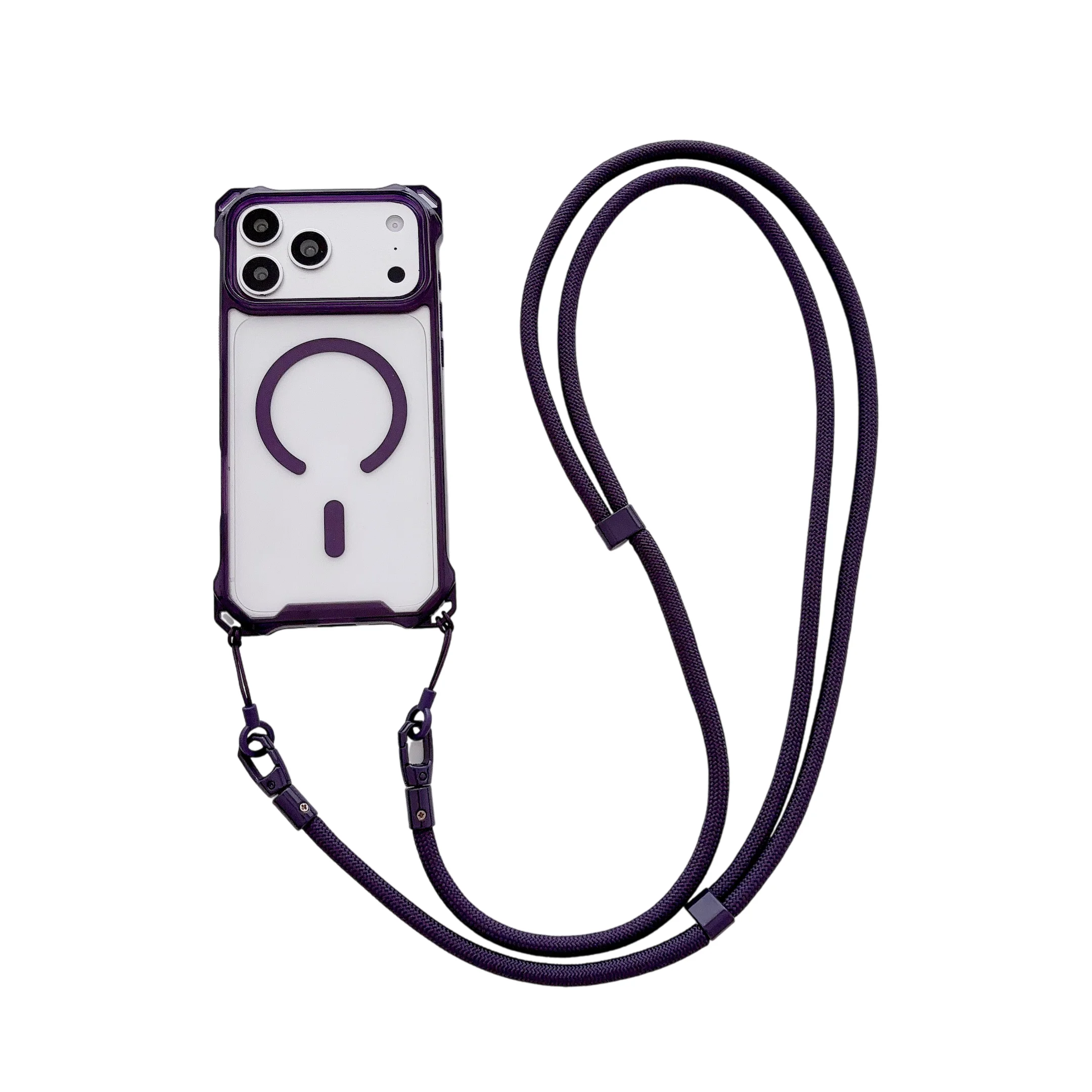 Capa Para Celular Com Alça Transversal Ajustável (roxa) E Encaixe Magnético Magsafe.