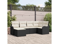 Vidaxl Conjunto De Sofá De Jardim Com Almofada 6 Pcs Preto E Branco