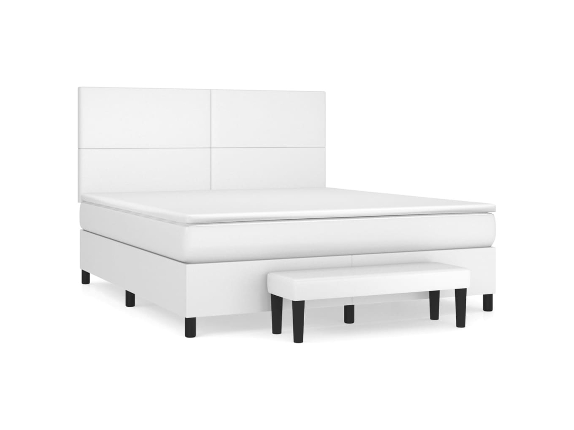 Cama com Molas MAISON EXCLUSIVE 160x200 cm couro artificial branco