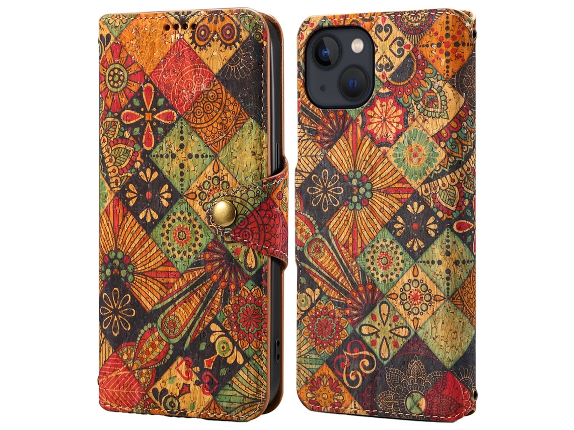 Capa Para Iphone 15 Plus Pele Sintética Com Porta-cartões Amarelo