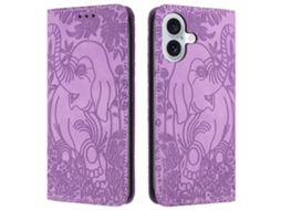 Capa Em Couro Pu Para Apple Iphone 16 - Cor Roxo