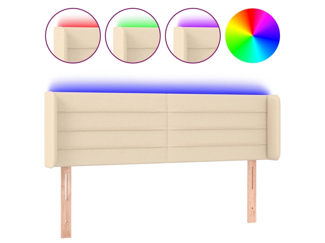 Led Headboard, Led Headboards Vidaxl Creme Tecido (147 X 16 X 78/88 Cm)
