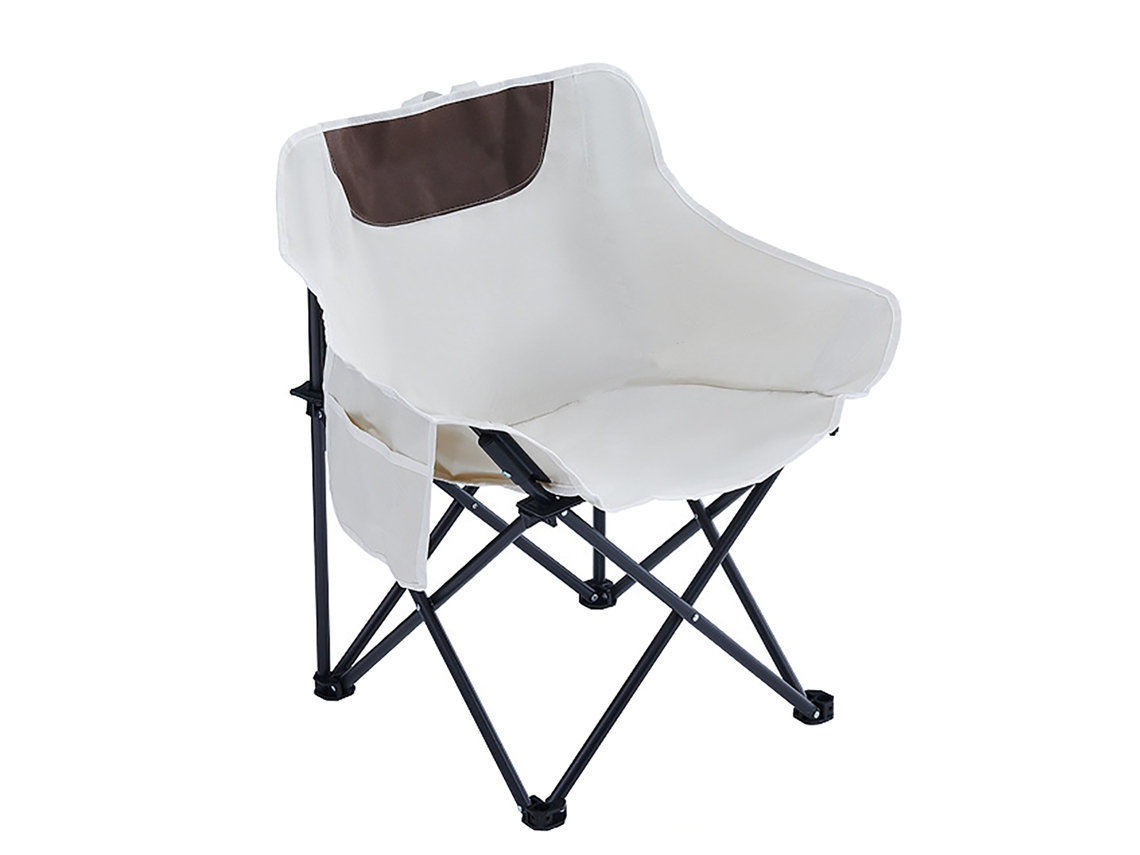 Cadeira de Camping Dobrável com Bolsos Laterais, Design Ergonômico, Banquinho Portátil para Piquenique e Pesca, Branca. AQUAFORGE
