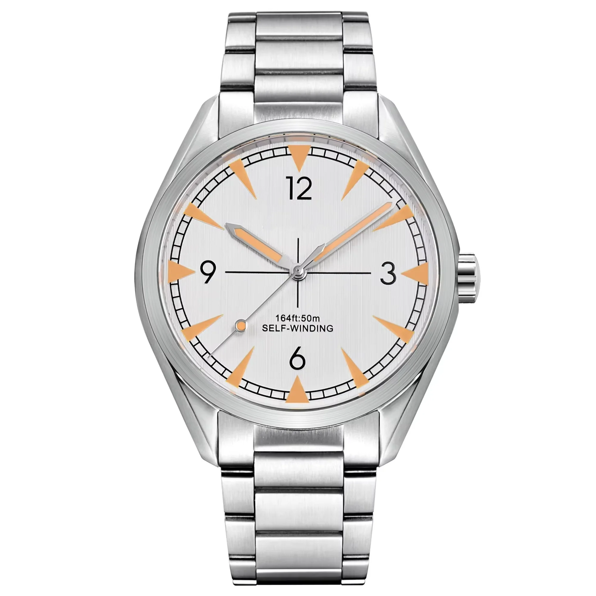 Relógio Masculino Mecânico Automático (prateado), Em Couro Genuíno, À Prova D'água, Casual E Luxuoso.