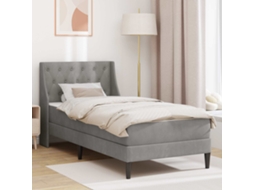 Vidaxl Estrutura De Cama Com Colchão Cinzento-claro 90 X 200 Cm Veludo
