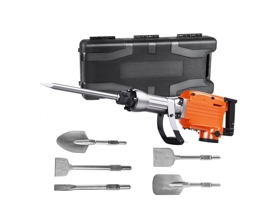 Martelo Demolidor 2200w Com 6 Cinzéis E Punho Rotativo 360° Tekmaquinas