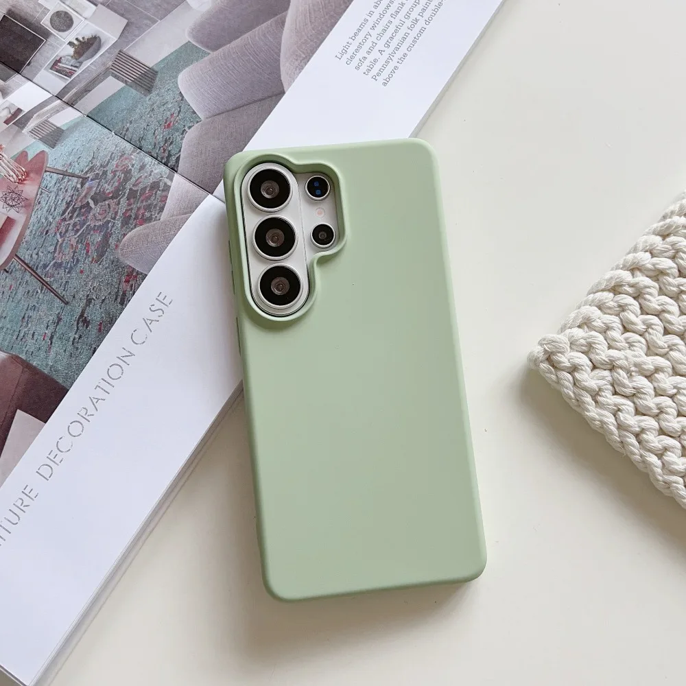Capa De Celular Em Silicone Líquido (verde, Galaxy S25), Macia, Ultrafina E Resistente A Quedas.