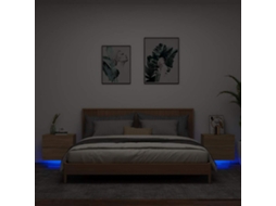 Vidaxl Mesas De Cabeceira De Parede Com Luzes Led 2pcs Carvalho Sonoma