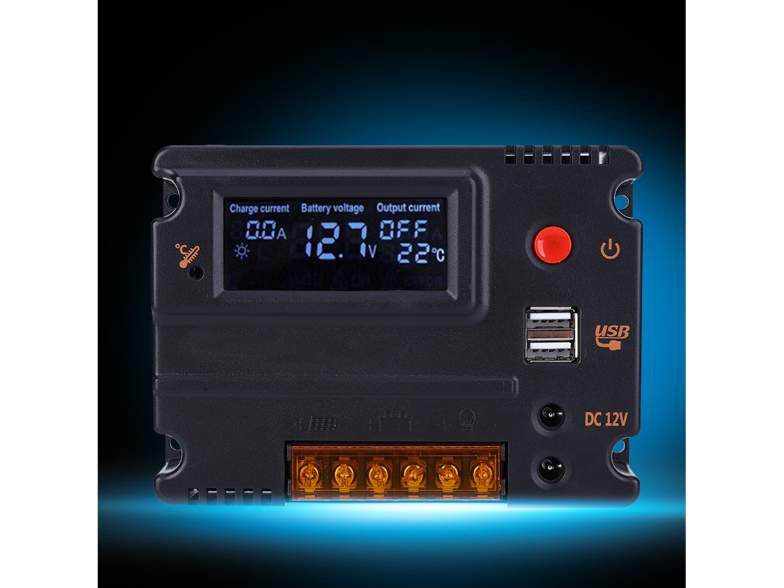Carregador Solar Laxiscreed Com Saída 12v 20a E Visor Lcd Retroiluminado