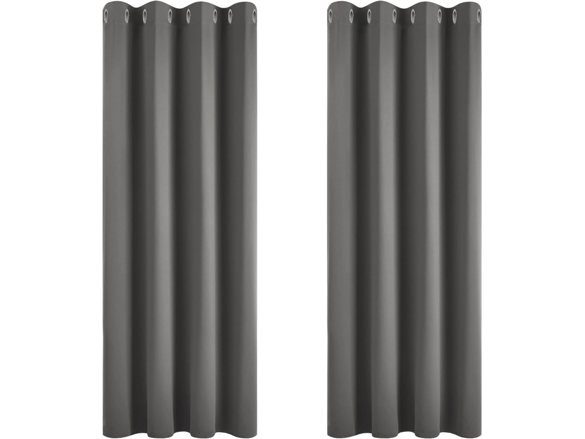 Cortinas Blackout Isolantes Térmicos Antifrio, 117x138 Cm (largura X Altura), Com Ilhós, Cortinas Para Sala E Quarto, Cinza Escuro, 2 Peças