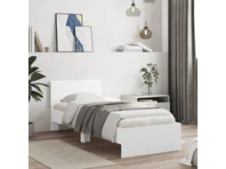 Vidaxl Estrutura Cama C/ Cabeceira 90x200 Cm Derivados Madeira Branco