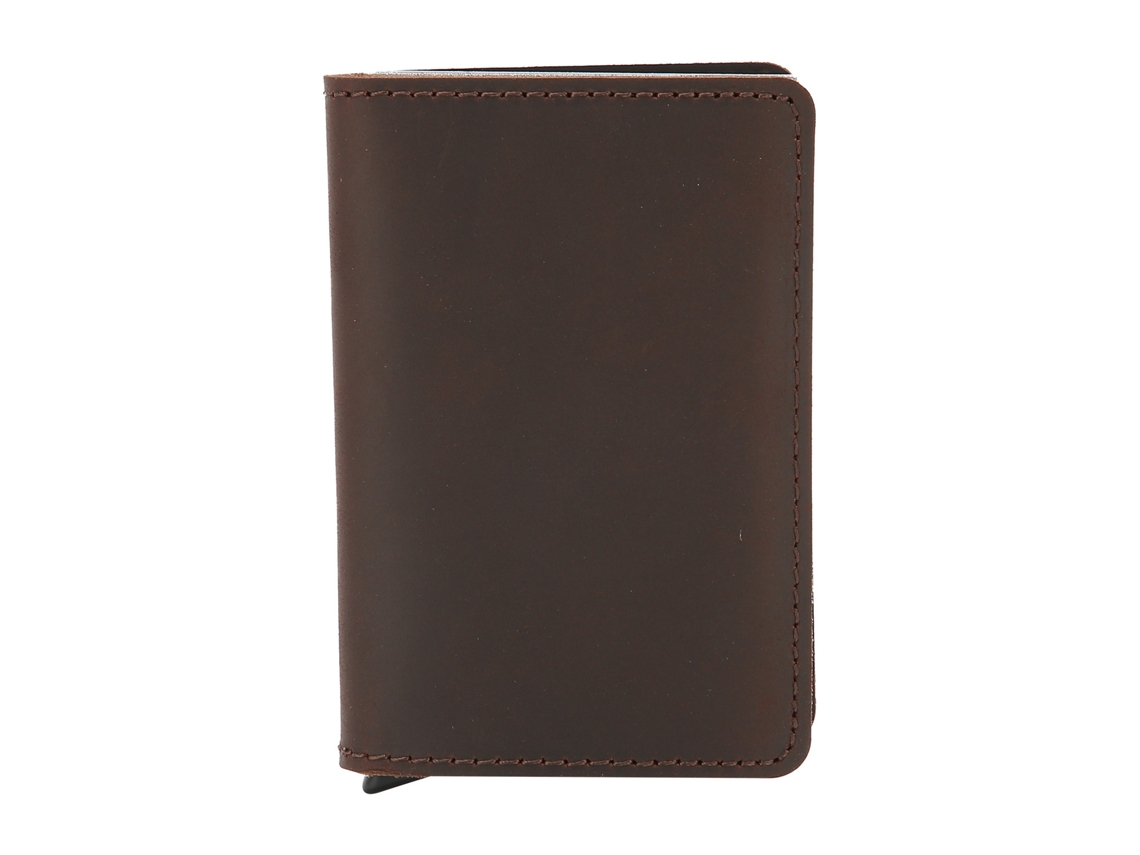 Carteira Slim para Cartões de Crédito com Clip de Dinheiro Metal Homens Presente Café Escuro