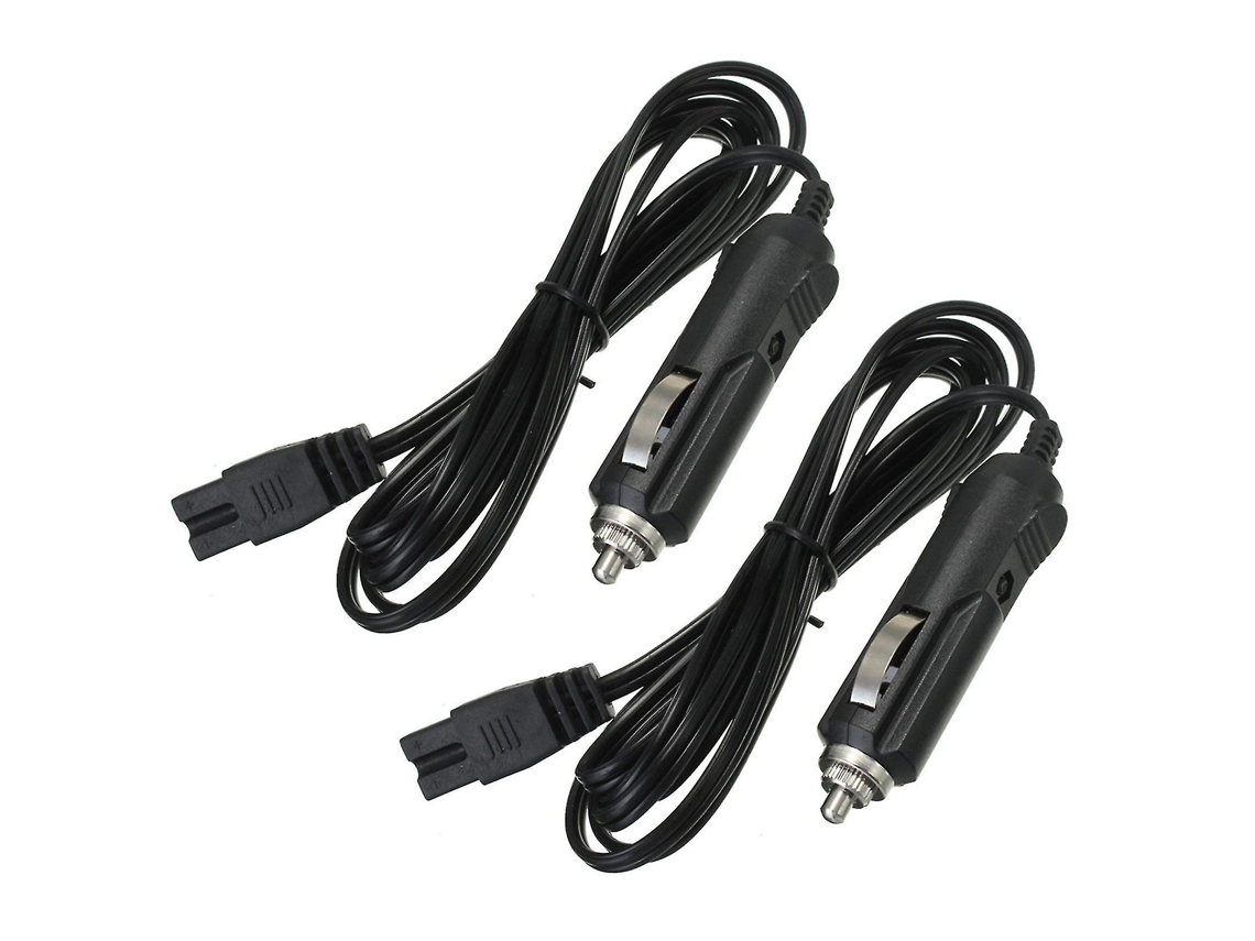 Cabo De Carga De 2m 12v Para Geladeira De Carro Cooler Box, Conector De Acendedor De Cigarro De 2 Pinos, Fundo 10a, Abs Preto (2 Unidades)