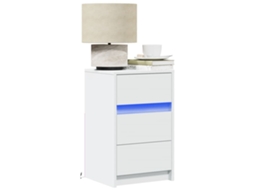 Vidaxl Mesa De Cabeceira Com Luzes Led Derivados De Madeira Branco