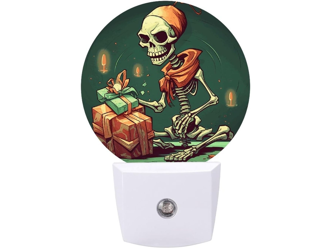 Luminárias Noturnas De Tomada, Com Design De Esqueleto Desenho Animado, Luzes Noturnas De Led Com Sensor, Luz Noturna