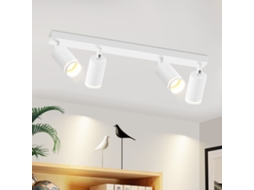 Nettlife Candeeiro De Teto Com Focos Branco 4 Luzes Gu10, Moderno Ajustável Metal Para Interior, 25 W, Orientáveis, Para Sala, Quarto