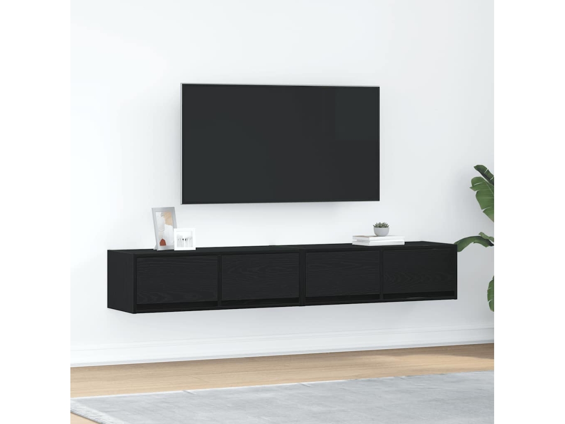 Vidaxl Móveis De Tv 2pcs 80x31x25,5cm Deriv. Madeira Carvalho Preto