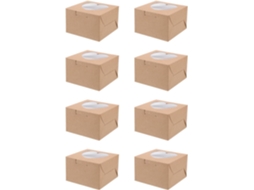 Caixas Quadradas De Papel Kraft Para Bolos Com Janela Em Formato Coração, 20 Unidades, Embalagem Ecológica Para