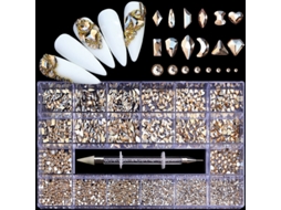 2500 Strass Planos, 12 Tipos, 600 Diamantes 20 Estilos, Cristais 3d com Base Plana para Artesanato Diy, Dourado PANOONA