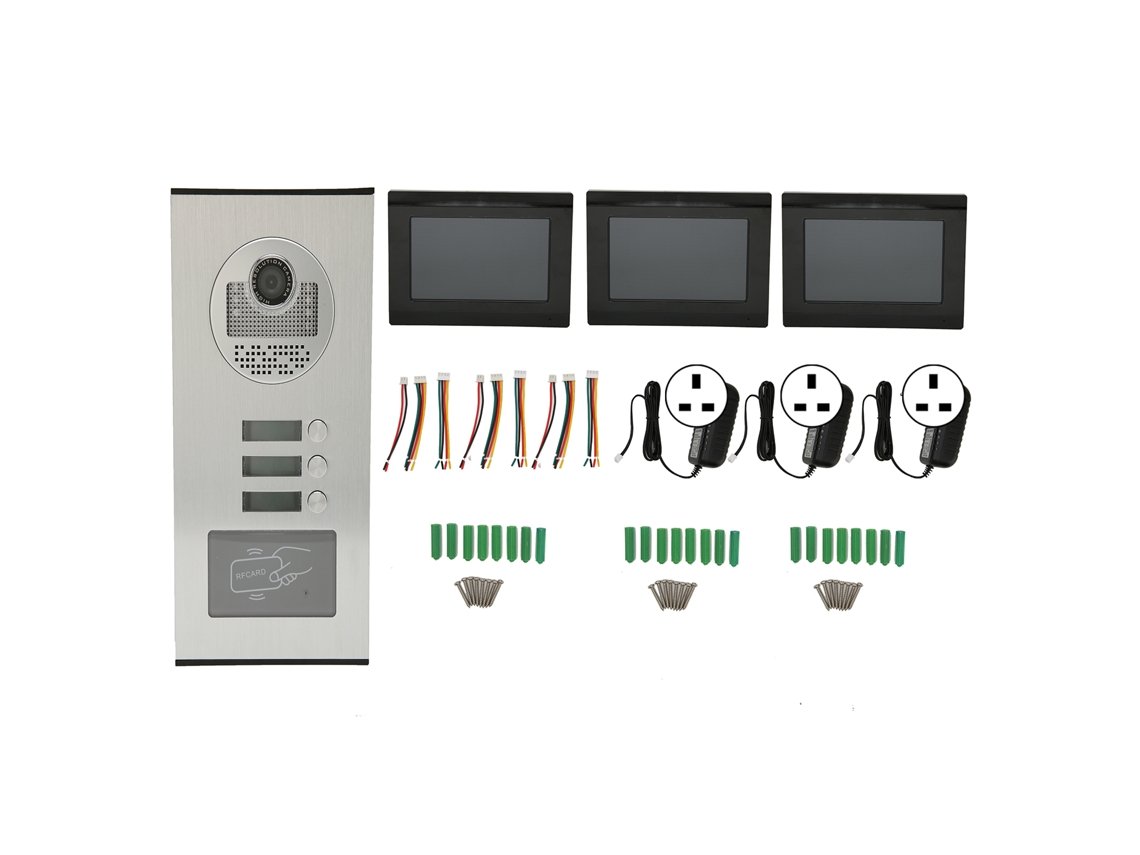 Sistema Intercom Portão com Câmera Hd 1000tvl Lcd 7 Polegadas Rfid Ip66 Uk