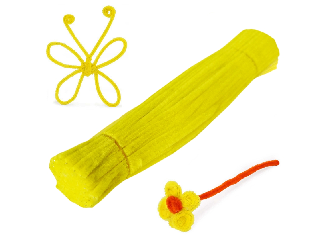 Tiras de chenille Veludo amarelo claro com 700 fios, ideais para artesanato e projetos infantis de bricolagem, 0,6 x 30 cm. MDUG