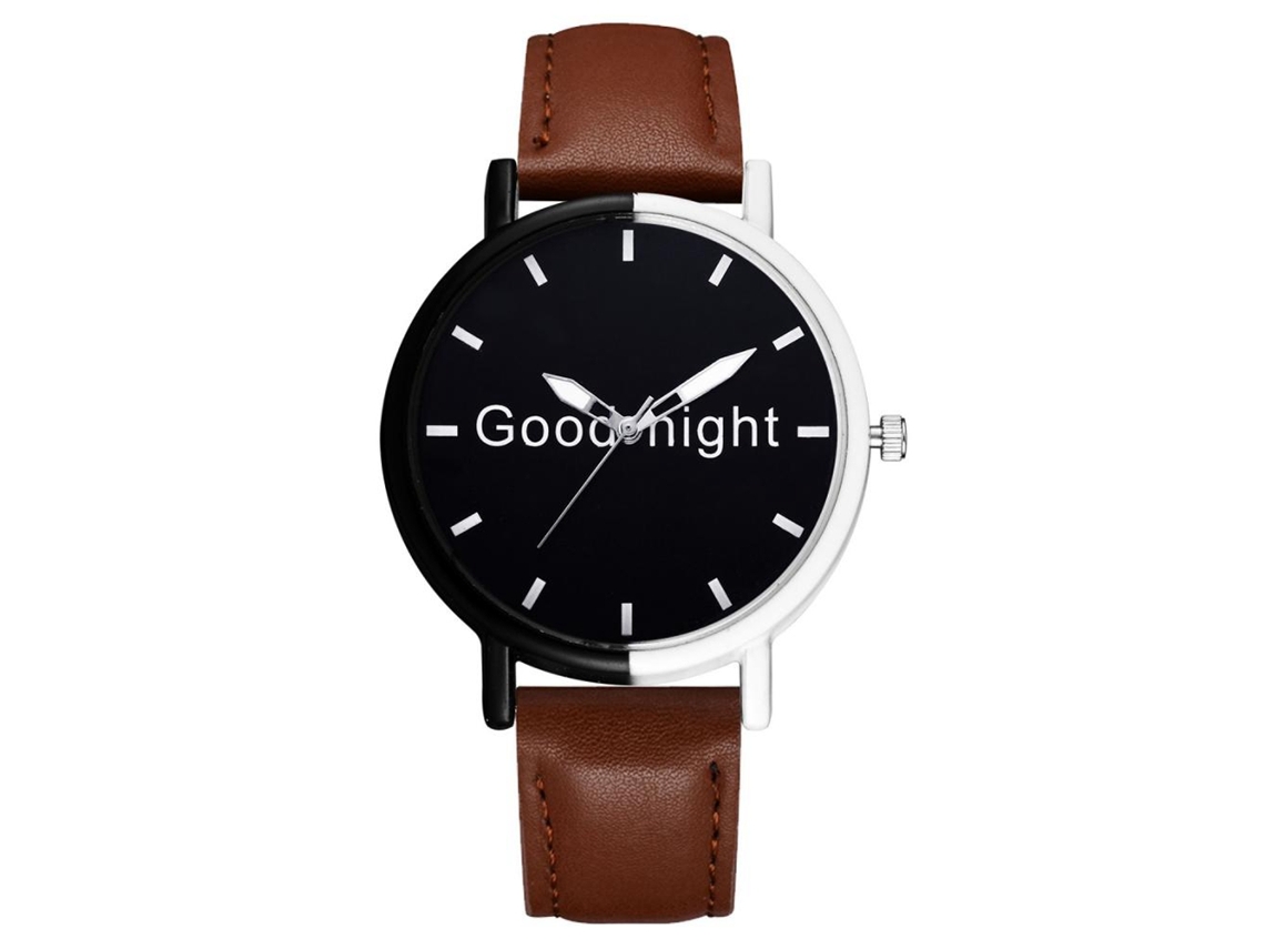 Relógio Gaiety Casual Quartz com mostrador redondo e pulseira de PU marrom