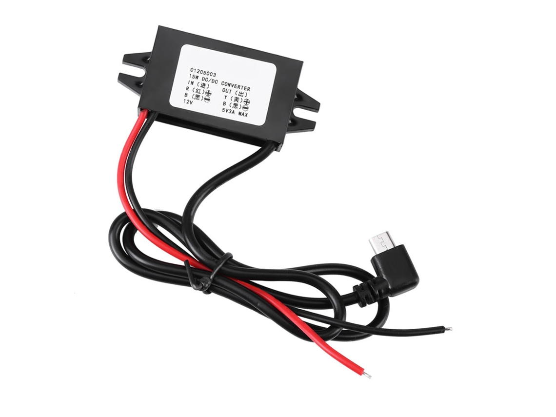 Conversor DC-DC 12V para 5V 3A Micro USB Regulador de Tensão Step-Down para Carro e Smartphone