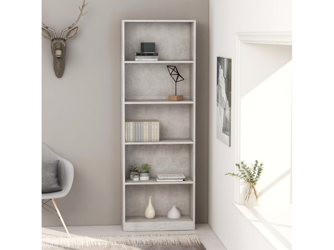 Vidaxl Estante 5 Prateleiras 60x24x175 Derivados Madeira Cinza Cimento