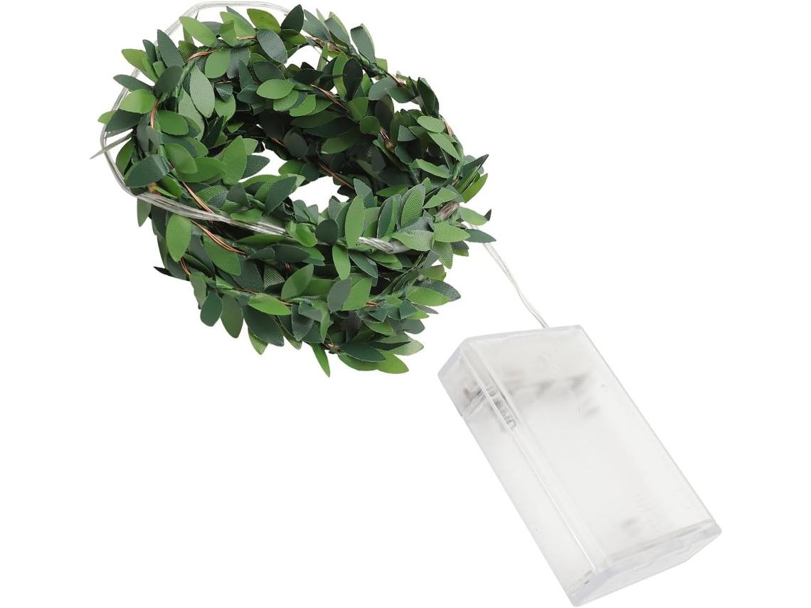 Cordão De Luzes Led Em Formato Folha Verde, Com 2 Metros Comprimento,