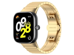 Bracelete para Xiaomi Band 9 Pro / 8 Pro / Redmi Watch 6 / 5 Aço Inoxidável Textura de Bambu com um Elo Dourada XIAOMOYU