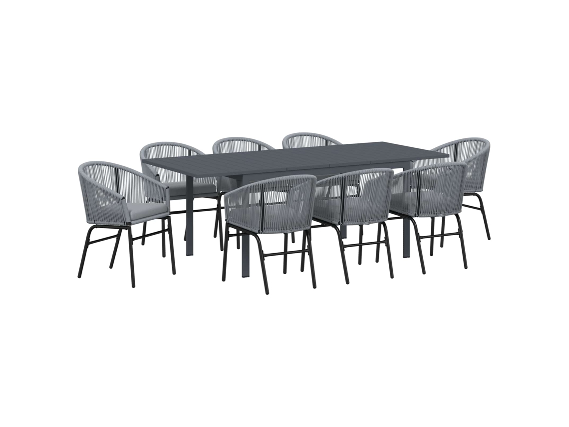 Conjunto de Jantar para Jardim 9 Peças Cinzeto Vime Pe MAISON EXCLUSIVE