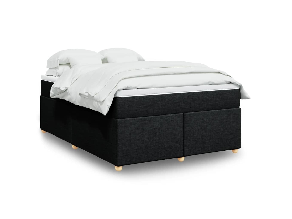Vidaxl Cama Com Molas/colchão 140x200 Cm Tecido Preto