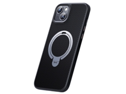 Suporte Casa Textura Fibra Para Iphone 13 Magnética Prateado
