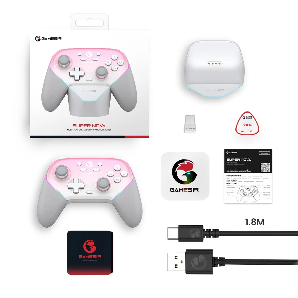 (rosa) Controle Sem Fio Para Nintendo Switch Com Base De Carregamento, Compatível Com Pc/switch/android