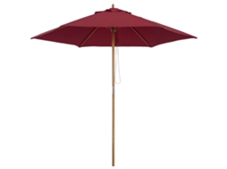 Guarda sol de Madeira BTFORUS Ø 250x230cm, 6 varetas, sistema de polia, cor granate