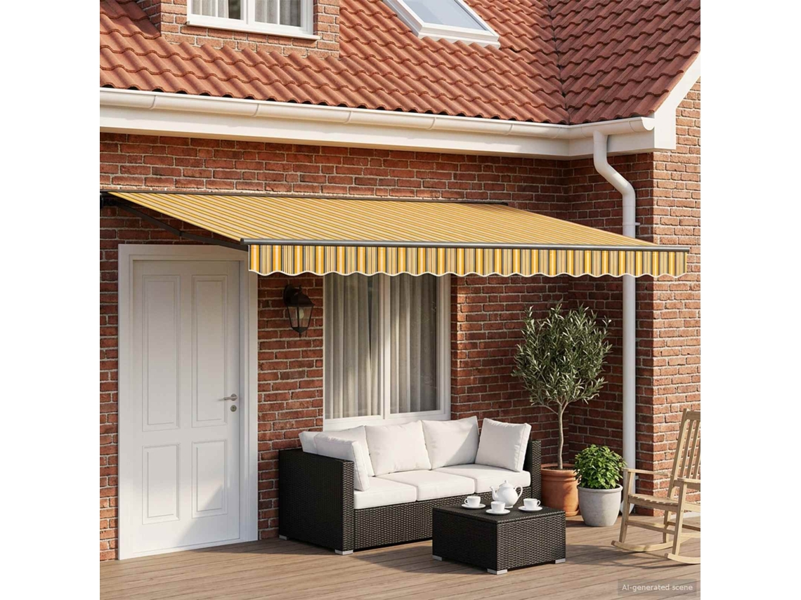 Vidaxl Toldo Retrátil Elétrico Amarelo, Cinza, Antracite 4,5 × 3 M