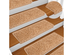 Vidaxl Tapetes De Escada 10 Peças 65x21x4 Cm Bege Com Borda Retangular
