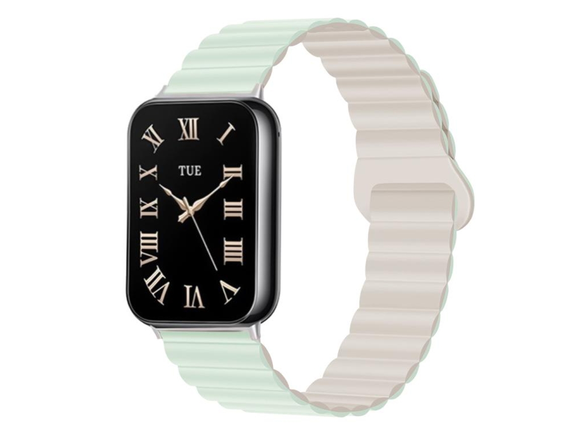 Bracelete para Xiaomi Band 9 Pro / 8 Pro Silicone Magnético Reversível Fecho Duas Cores Verde Menta Claro + Verde Estrelado XIAOMOYU