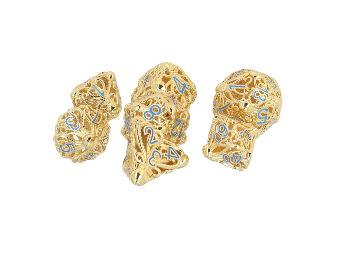 Mali conjunto de Dados Metálicos Ocos de Latão Dourado 7pcs para Jogos de Tabuleiro e Rpg