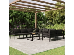 Vidaxl 9 Pcs Conjunto Lounge Jardim Com Almofadões Alumínio Antracite