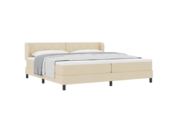 Cama Box com Colchão e Cabeceira Creme 200x200cm Tecido MAISON EXCLUSIVE