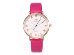 Relógio de quartzo unissex Zhoulianfa com pulseira de couro PU (rosa e vermelho)