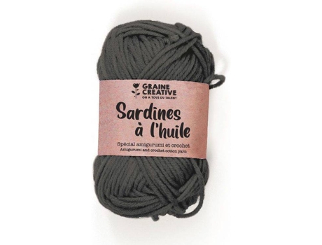 Fio de Algodão para Crochê e Amigurumi GRAINE CRÉATIVE  (55 M - Cinzento Escuro)
