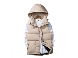 2026 chaleco Acolchado para Hombre Con Gorra Desmontable Otoño/invierno Ajustado Sin Mangas Casual Allthemen Fdp L Bege