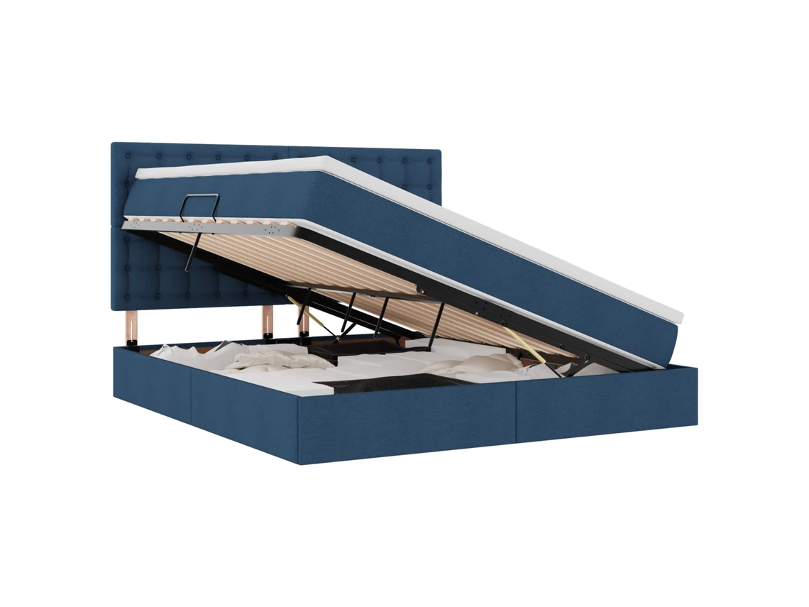 Cama com Arrumação e Colchão Azul Tecido Poliéster MAISON EXCLUSIVE (160x200 cm)