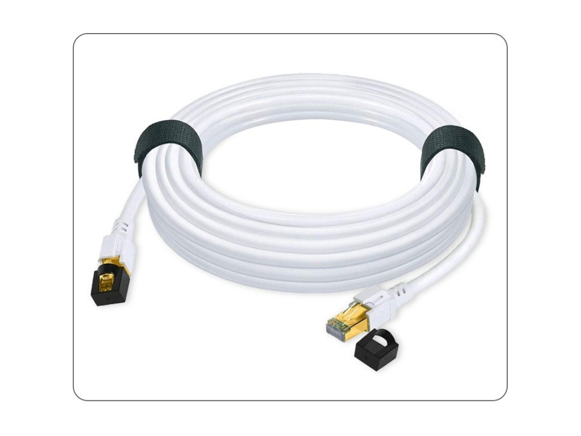 Cabo Ethernet Cat8 8m,40gbps 2000mhz, Blindado, Rj45 Dourado, Prova De Água, Para Router/modem White Hexinyigjly
