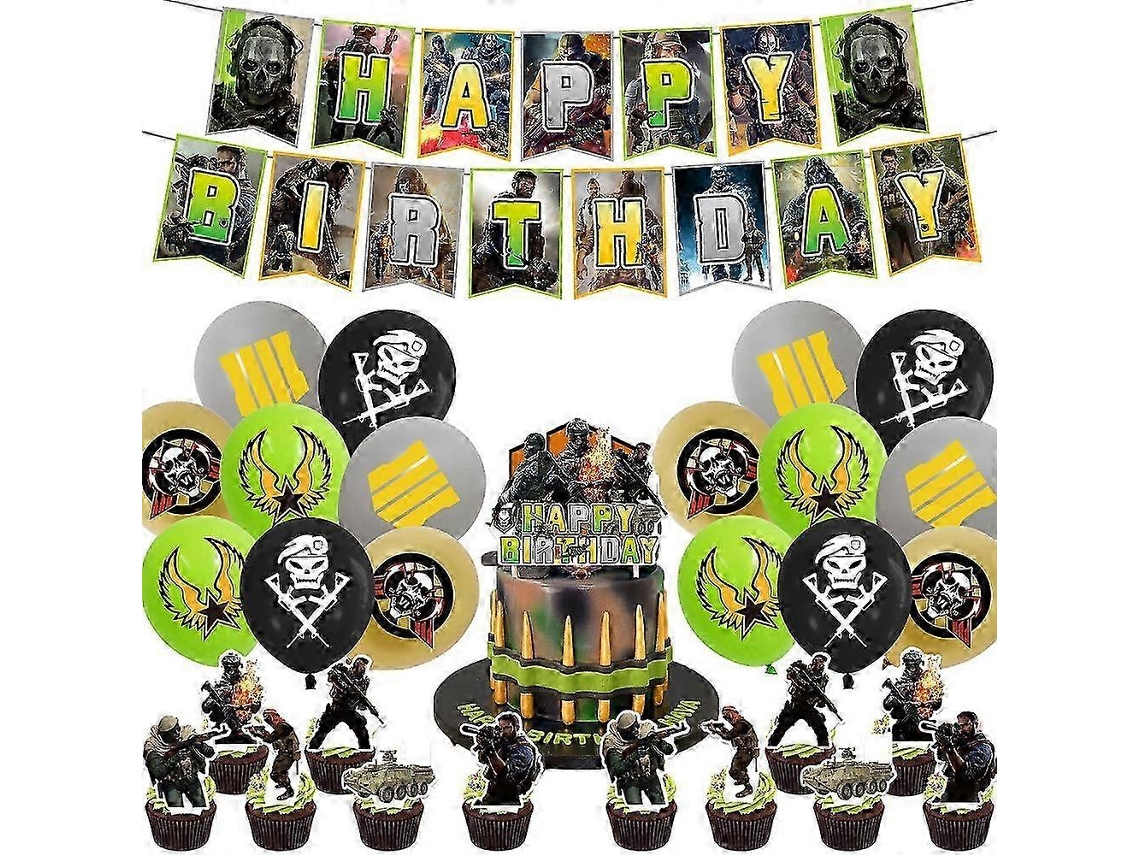 Suprimentos Para Festa De Aniversário Com Tema Call Of Duty, Balões, Banner, Cupcake, Bolo, Kit De Decoração - Nmaov