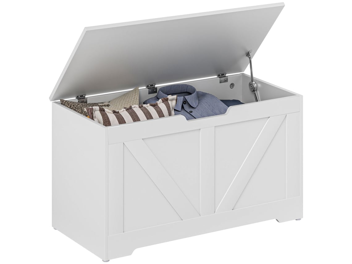Baú de Armazenamento Melamina de Madeira Cor Branco 80x40x45 cm Homcom