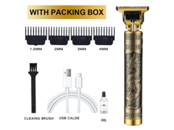 Aparador De Barba E Cabelo Com Design De Dragão Em Relevo, Tela Lcd E Carregamento Tipo-c - Kit Profissional Com 3 Pentes Guia E Caixa